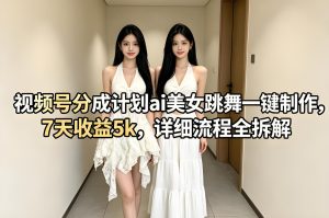 视频号分成计划 AI 美女跳舞视频制作实操流程拆解（哈）- 哈蒙副业社