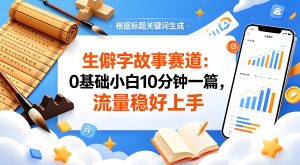 公众号流量主生僻字故事赛道 小白可上手（哈）- 哈蒙副业社