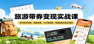 旅游带券变现实战课 账号起号团购挂载 AI 剪辑全攻略（哈）- 哈蒙副业社