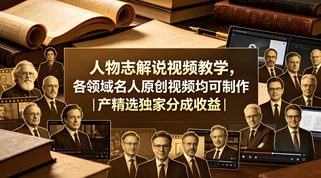 人物志解说视频制作教学 分成收益实操创作指南（哈）- 哈蒙副业社