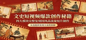 文史短视频爆款创作秘籍 四大模块复刻国风短片制作（哈）- 哈蒙副业社