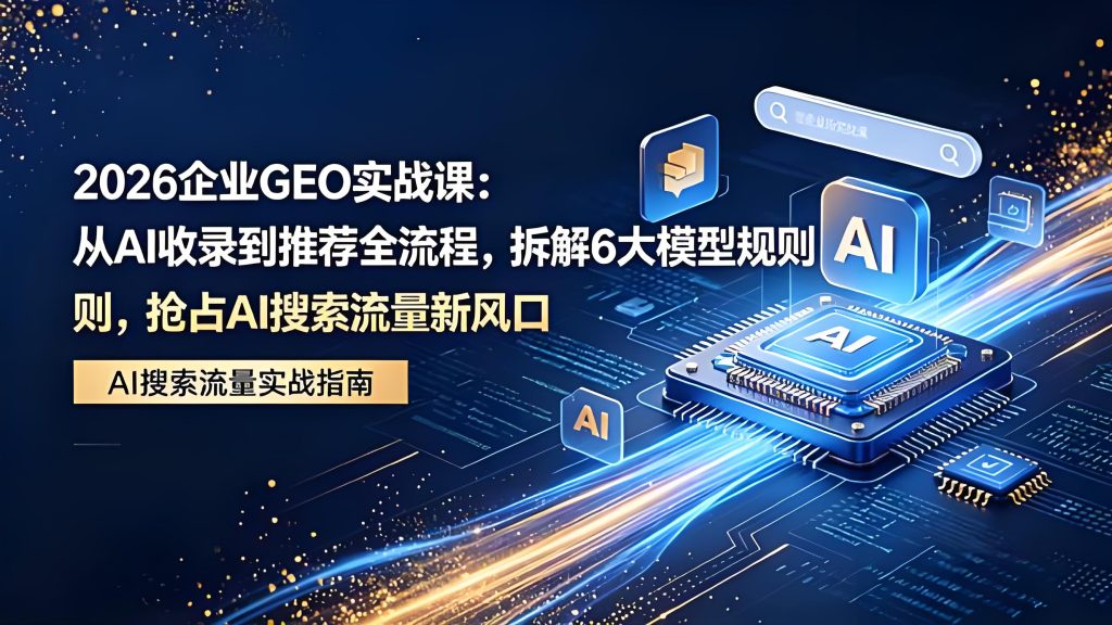 2026 企业 GEO 实战课:AI 收录推荐全流程与 6 大模型规则拆解(哈)- 哈蒙副业社