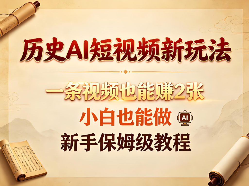 历史赛道 AI 短视频创作变现实操教程(哈)- 哈蒙副业社
