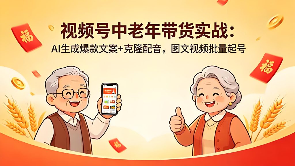 视频号中老年带货 AI 文案配音批量起号教程（哈）- 哈蒙副业社