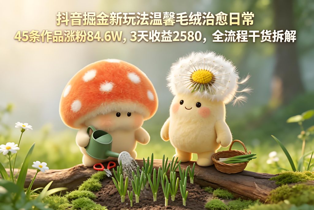 抖音温馨毛绒治愈日常 短视频起号变现全流程教程（哈）- 哈蒙副业社