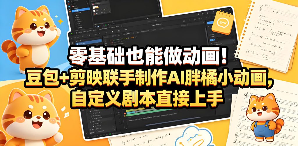 零基础 AI 胖橘小动画制作豆包剪映实操教程（哈）- 哈蒙副业社