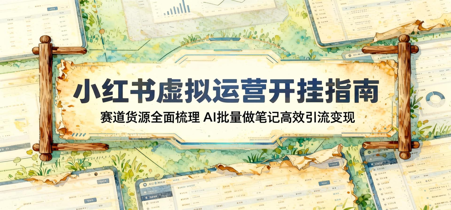 小红书虚拟运营开挂指南：赛道货源全面梳理，AI批量做笔记高效引流变现（哈）- 哈蒙副业社