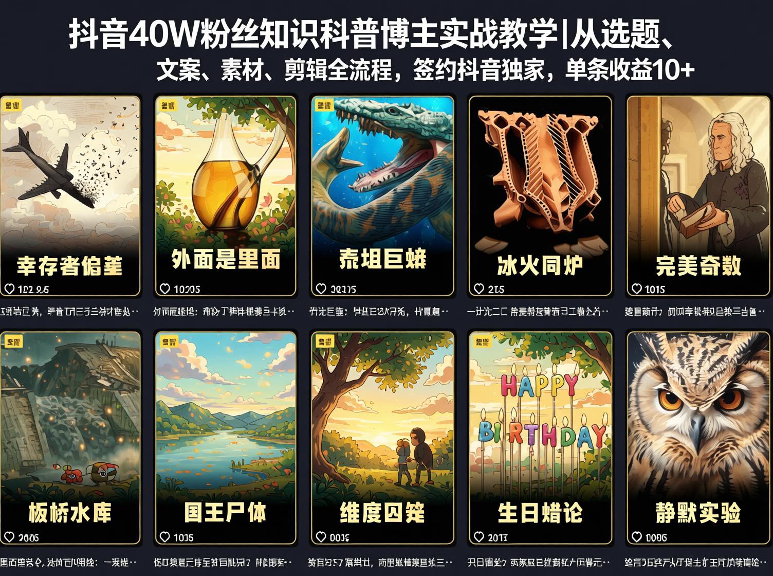 抖音知识科普博主实战教学：从0起号到签约精选独家，单条收益1k+全流程（哈）- 哈蒙副业社