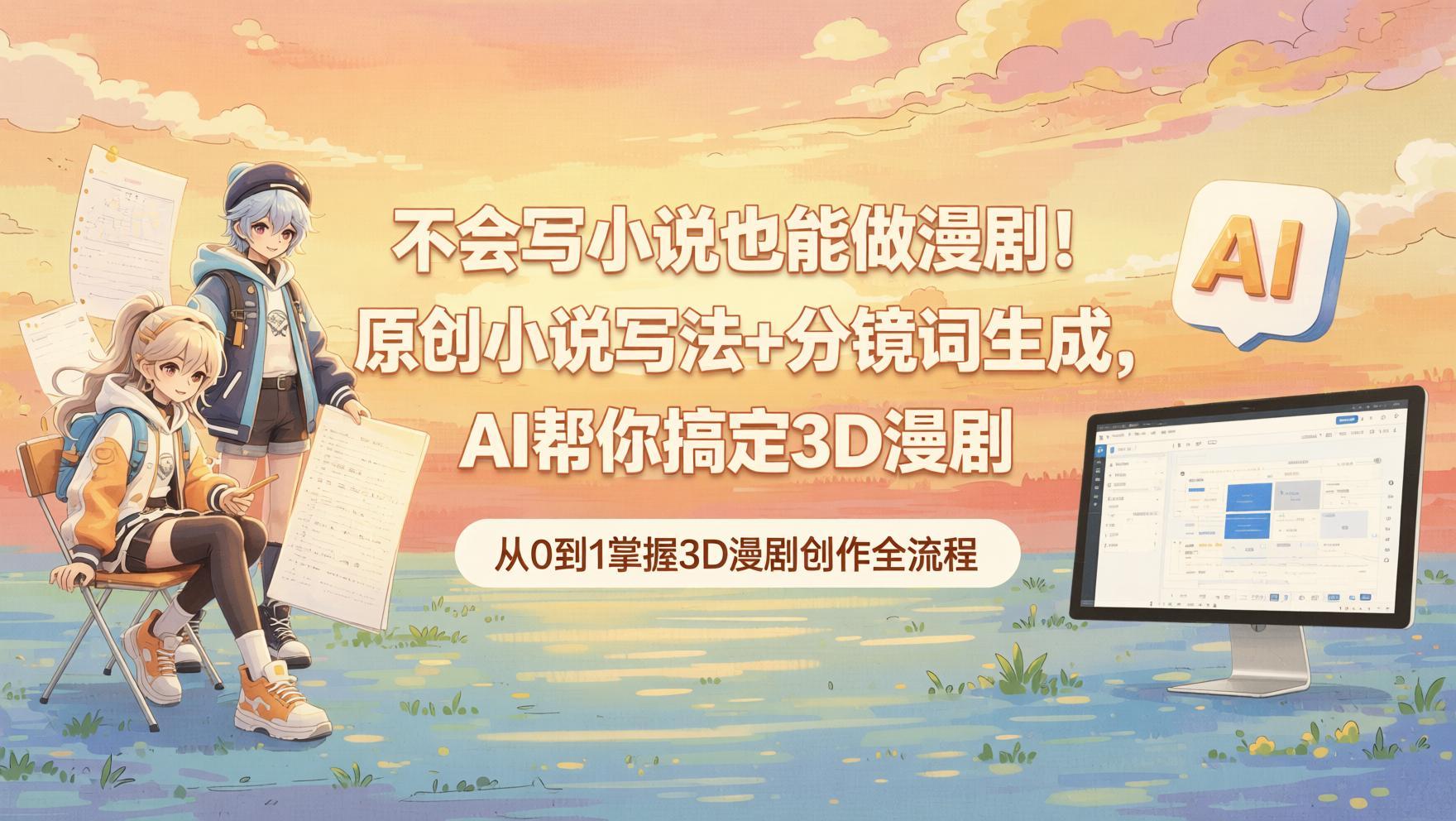 AI制作3D漫剧全流程：原创小说与分镜词生成，零基础批量产出实操（哈）- 哈蒙副业社