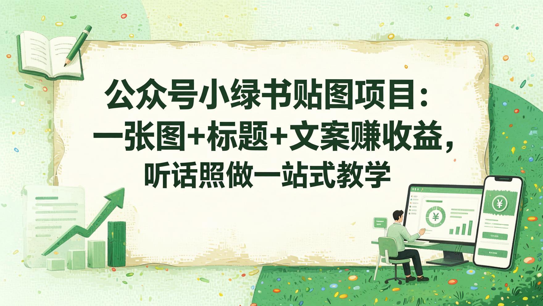 公众号小绿书贴图项目实操：图文赚收益副业玩法，少走90%弯路（哈）- 哈蒙副业社