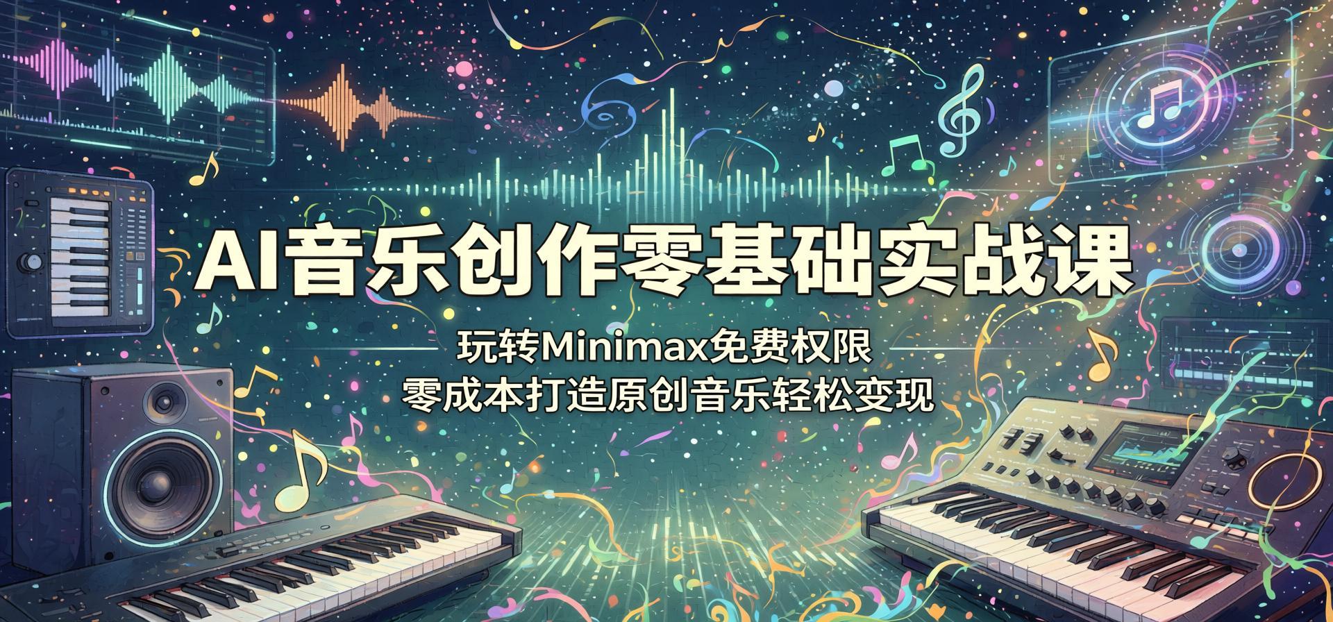 AI音乐创作零基础实战课:玩转Minimax免费权限,零成本打造原创音乐轻松变现(哈)- 哈蒙副业社