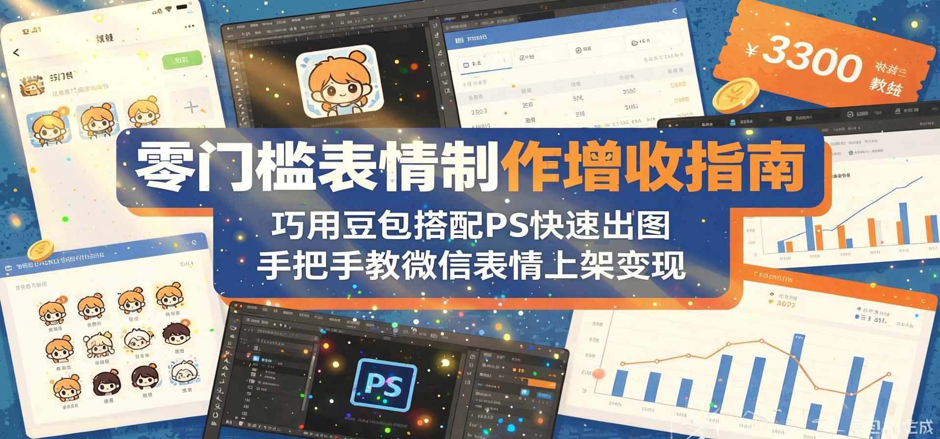 AI表情包副业实操：豆包搭配PS快速出图，微信表情上架变现指南（哈）- 哈蒙副业社