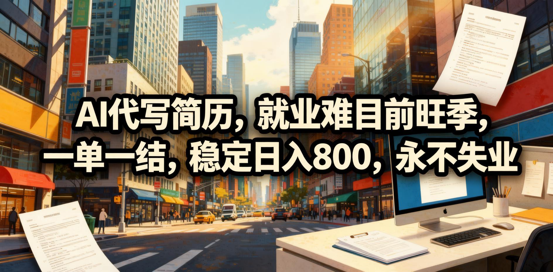 AI代写简历副业项目：求职旺季蓝海风口，一单一结实现高收益（哈）- 哈蒙副业社