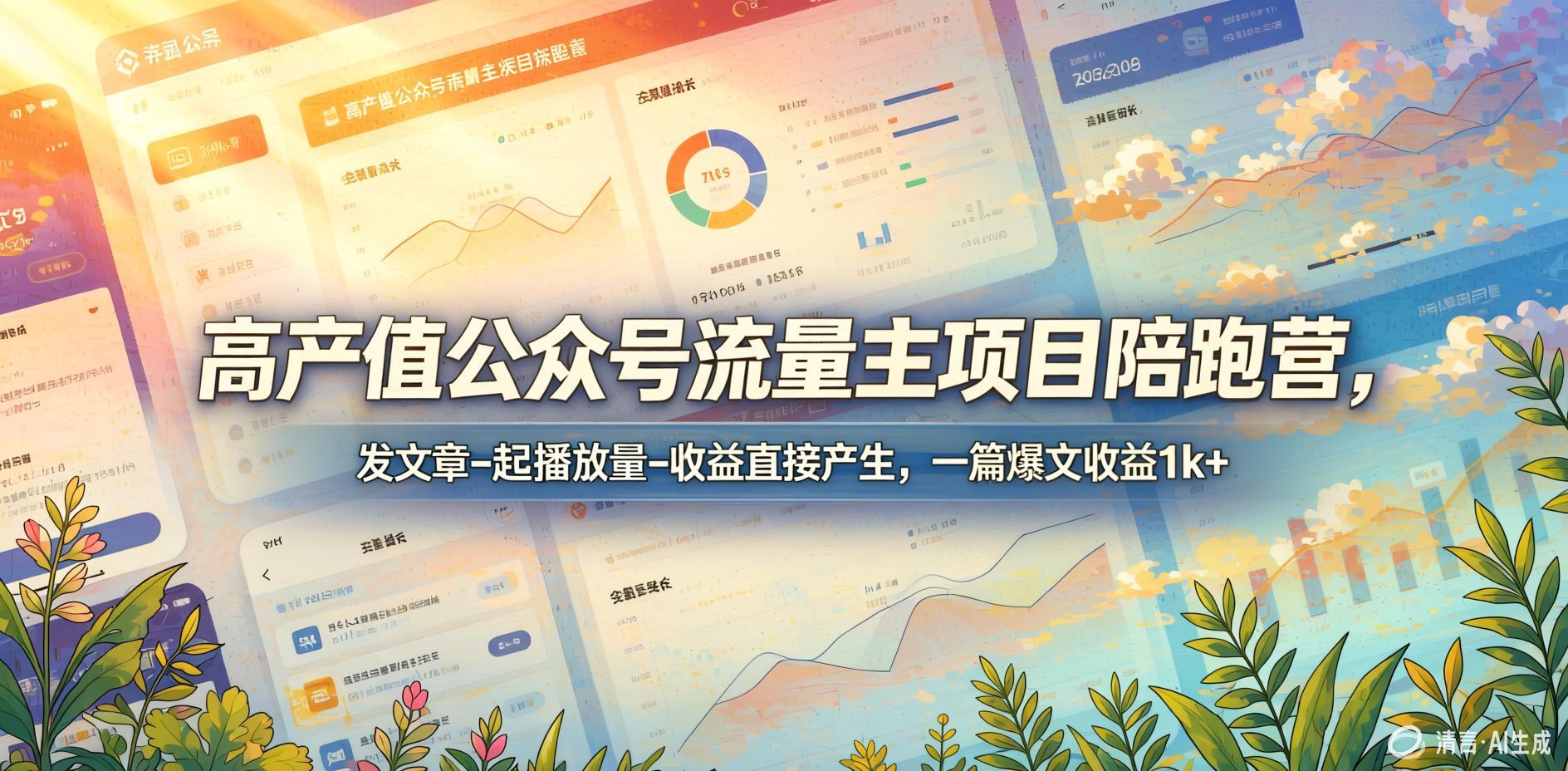 高产值公众号流量主项目陪跑：发文即获推流收益，单篇爆文变现破千（哈）- 哈蒙副业社
