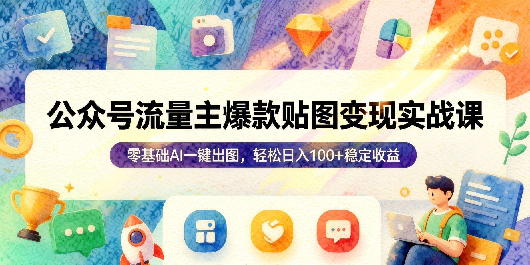 公众号流量主爆款贴图项目实操课：零基础AI一键出图，轻松获取每日稳定收益（哈）- 哈蒙副业社