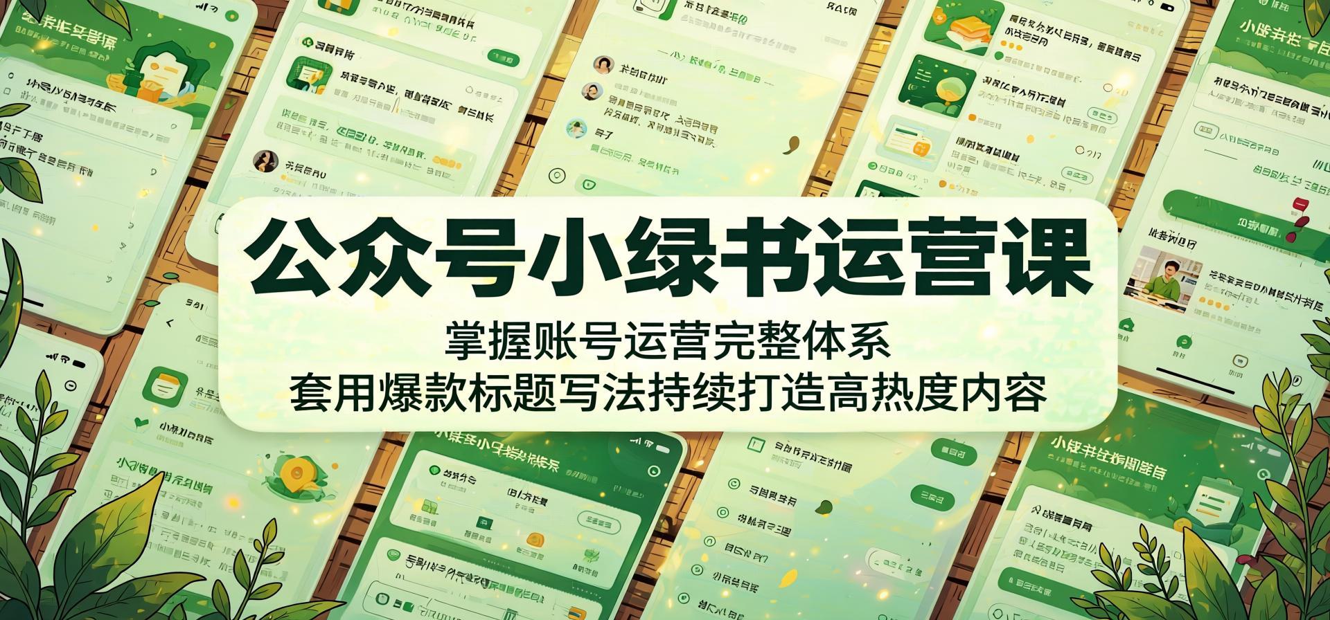 公众号小绿书运营实操课：掌握账号体系与爆款标题写法，持续打造高热度图文（哈）- 哈蒙副业社