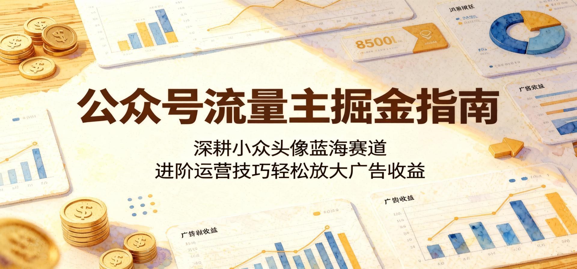 公众号流量主小众头像蓝海赛道实操指南，进阶运营轻松放大广告收益（哈）- 哈蒙副业社