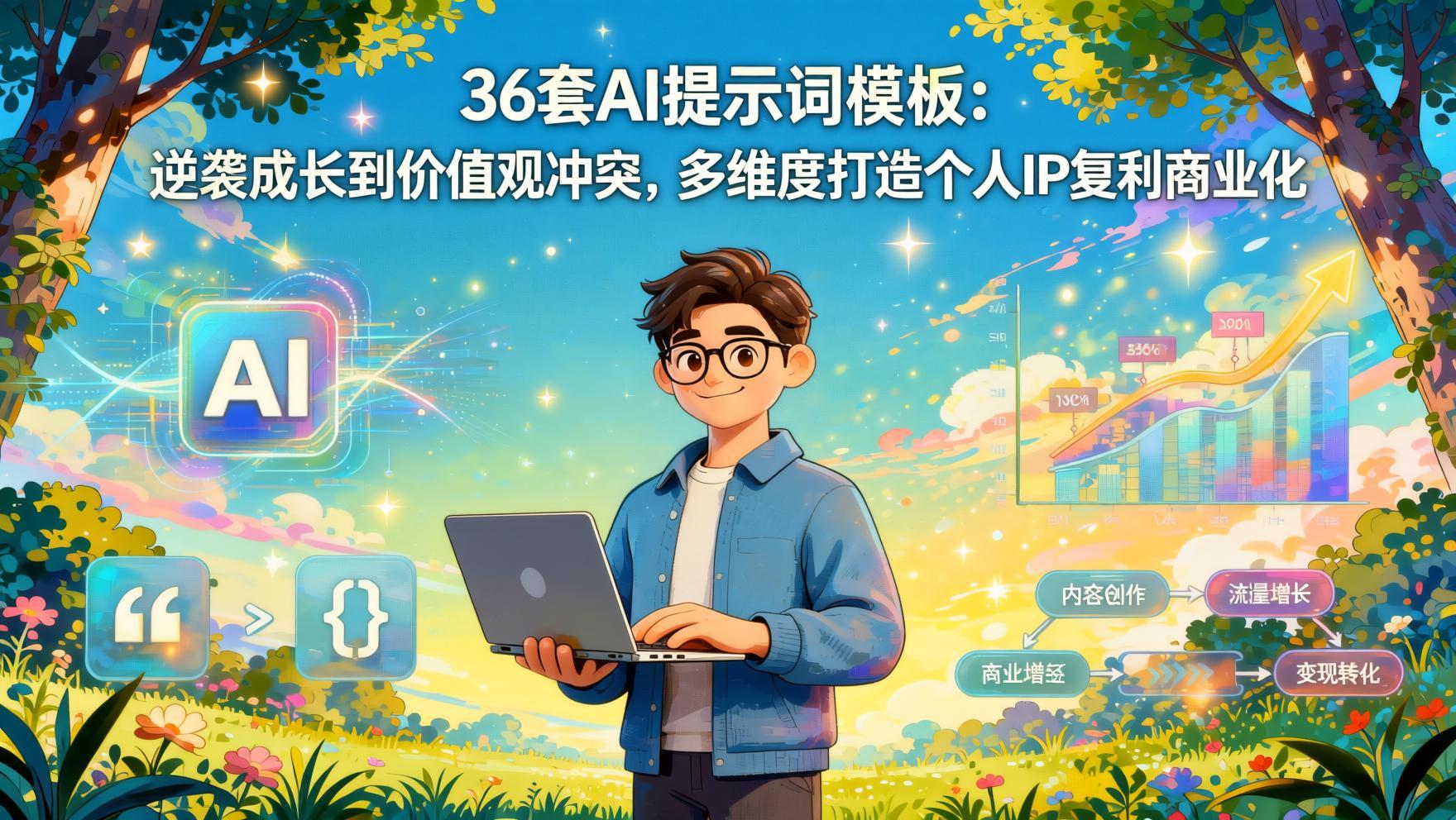 36套AI提示词模板：从逆袭成长到价值观冲突，多维度打造个人IP复利商业化（哈）- 哈蒙副业社