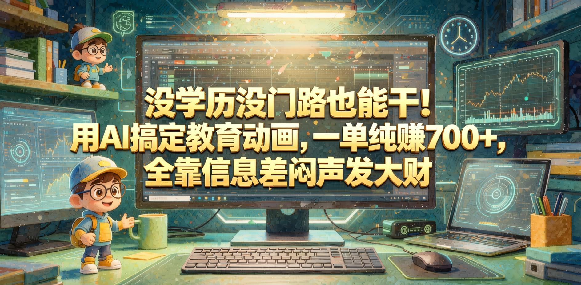 AI教育动画课件项目：利用信息差单笔变现700+，零基础轻松上手（哈）- 哈蒙副业社