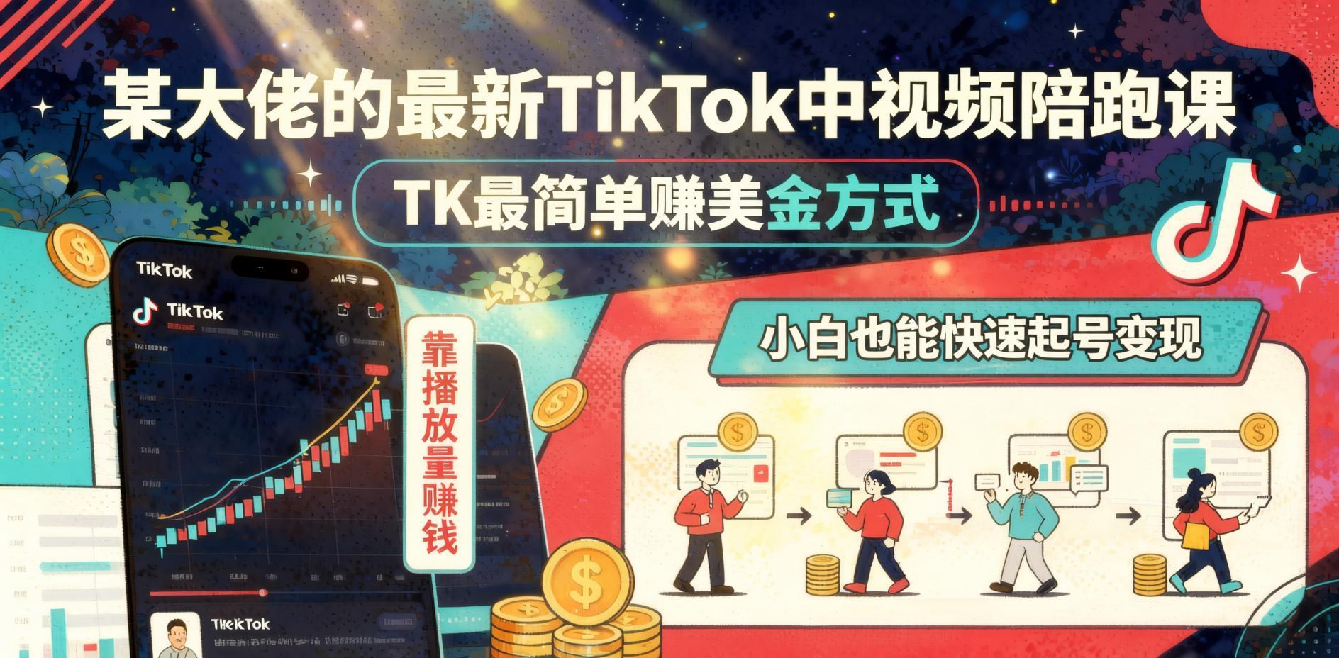 TikTok中视频陪跑实战课：靠播放量获取美金收益，小白快速起号变现指南（哈）- 哈蒙副业社