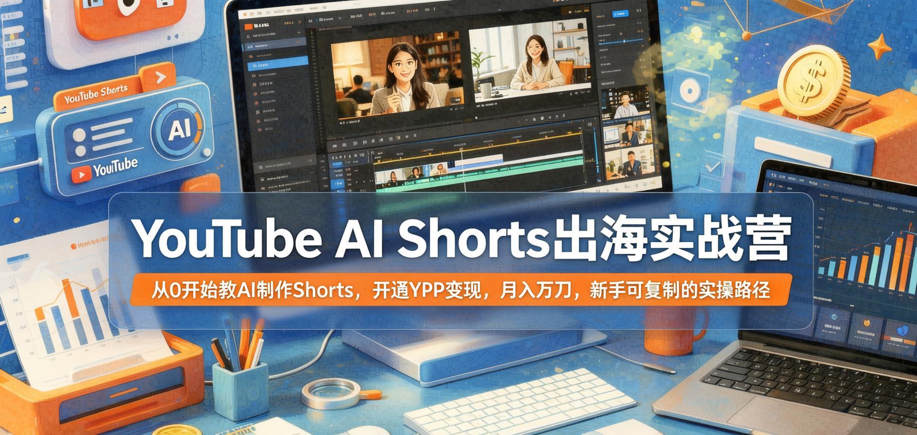 YouTube AI Shorts出海实操课：新手如何利用AI工具实现YPP变现与流量增长（哈）- 哈蒙副业社