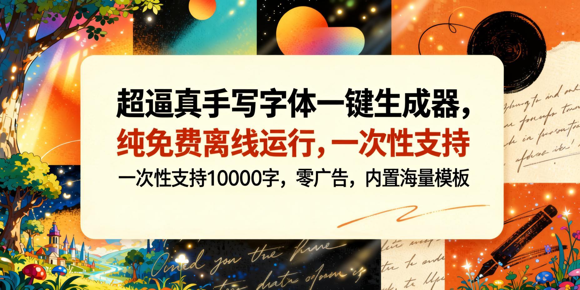 超逼真手写字体一键生成神器：纯免费离线运行，支持1万字，内置海量模板，安卓/电脑通用（哈）- 哈蒙副业社