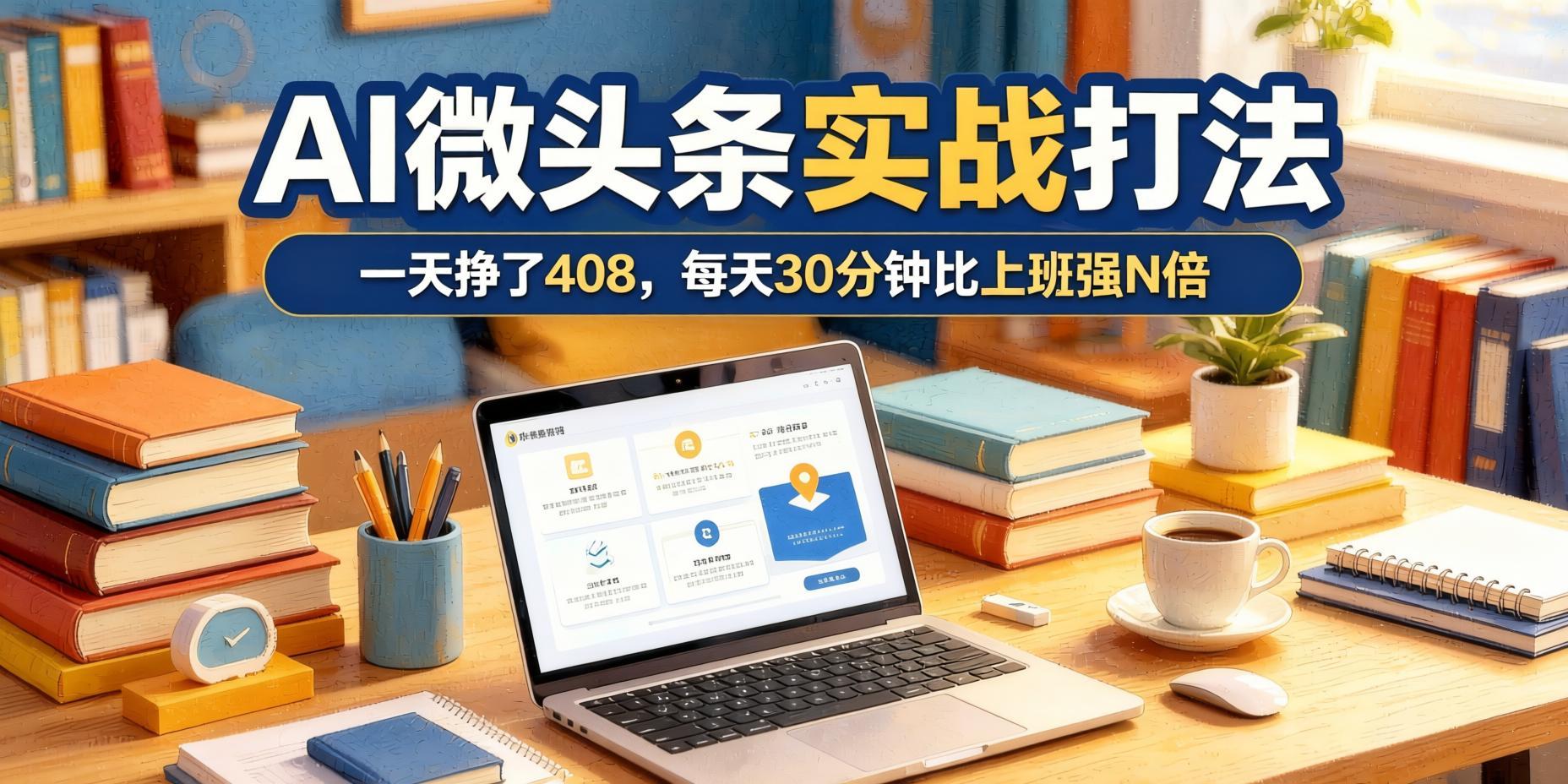 一天挣了408，AI微头条实战打法，每天30分钟比上班强N倍（哈）- 哈蒙副业社