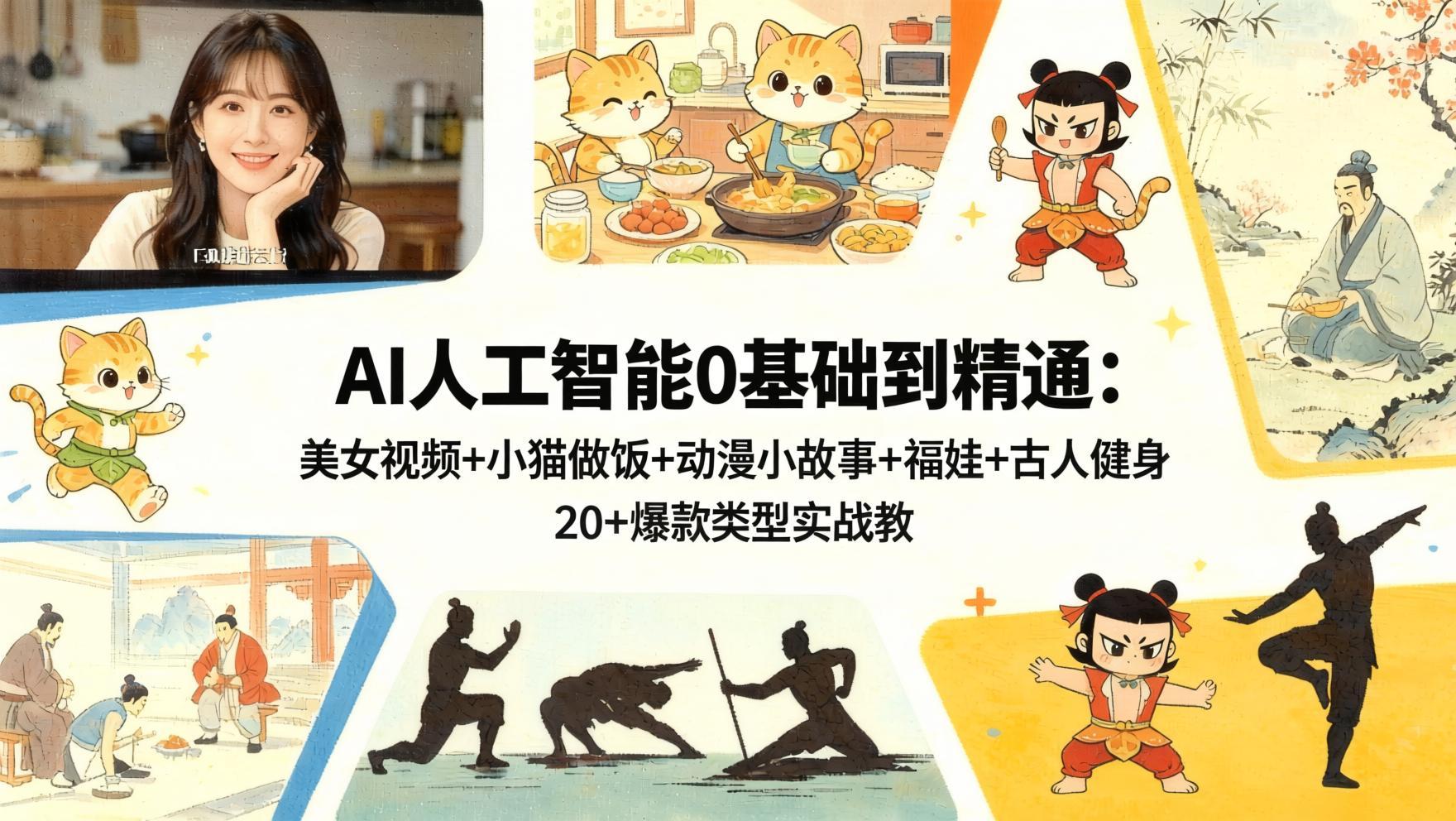AI人工智能从零到精通：美女视频+小猫做饭+动漫故事等20类爆款实战全解（哈）- 哈蒙副业社