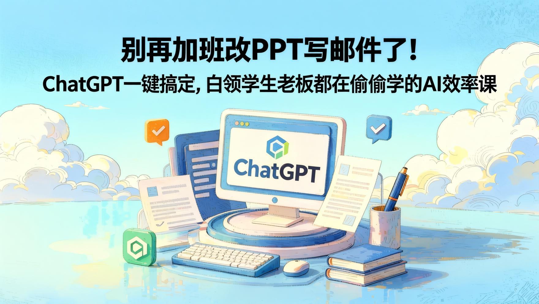 告别加班熬夜：ChatGPT自动搞定PPT和邮件，职场人学生党都在用的AI提效课（哈）- 哈蒙副业社