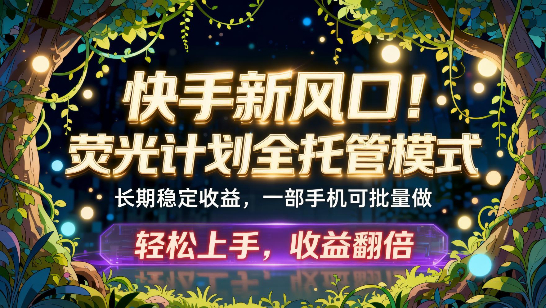 快手荧光计划全托管模式：短剧分发躺赚新风口，批量操作月入3W+（哈）- 哈蒙副业社