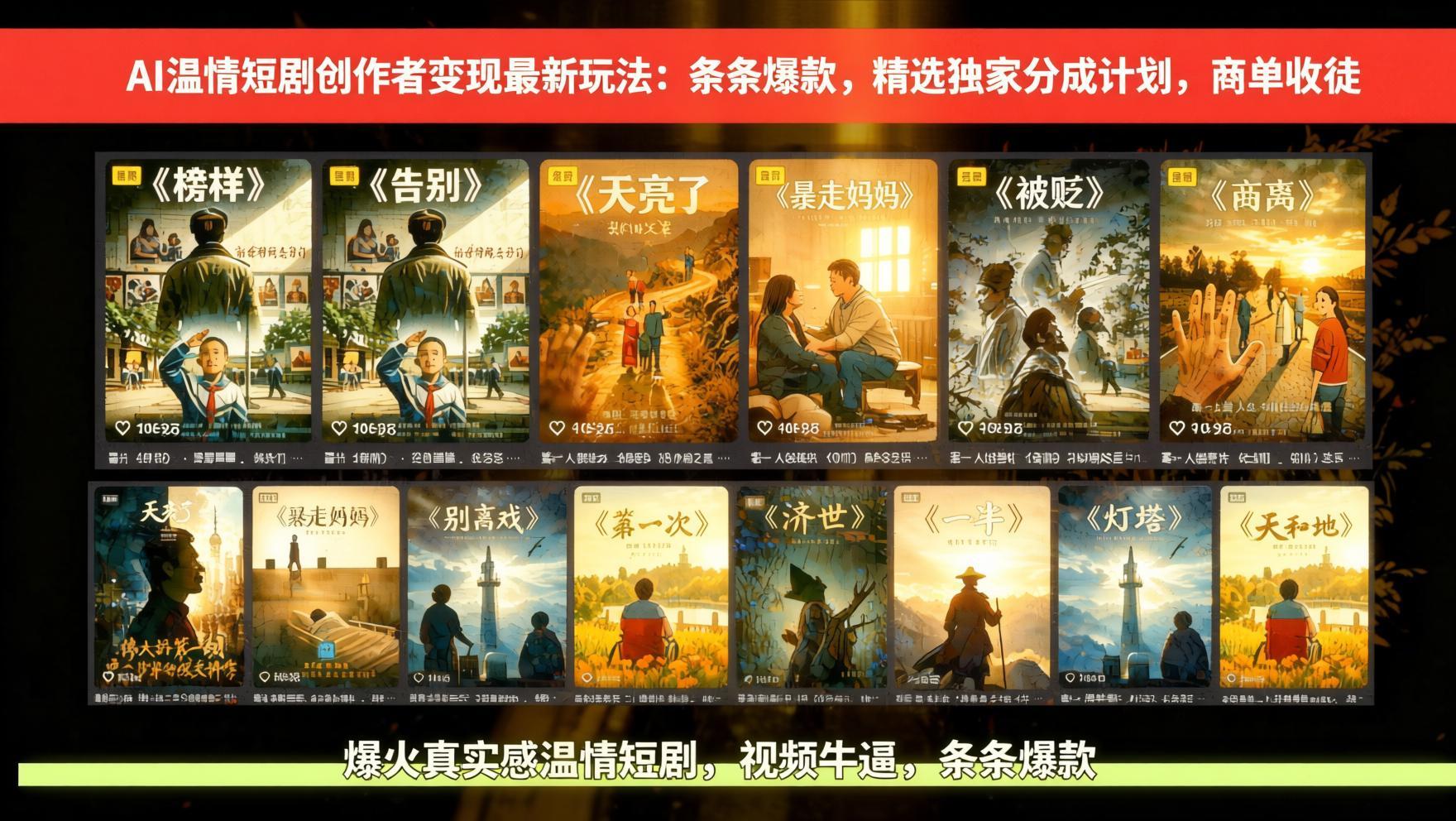 AI温情短剧爆款实战：独家分成计划+商单收徒，条条视频高播放（哈）- 哈蒙副业社