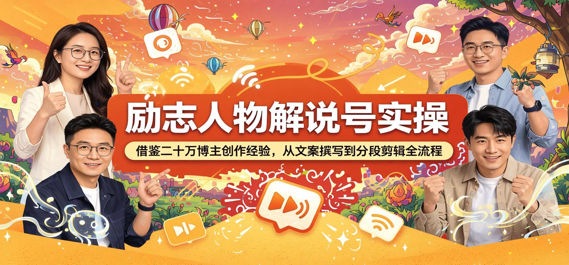 励志人物解说号从0到1实操：二十万博主亲授文案+剪辑全流程（哈）- 哈蒙副业社