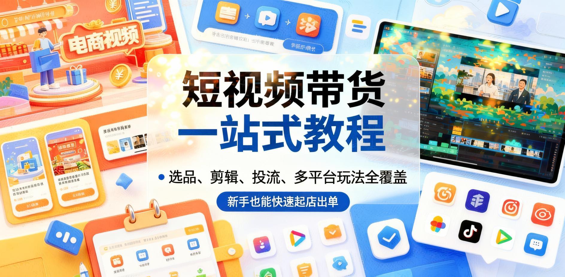 短视频带货全套实战教程：选品+剪辑+投流+多平台，新手快速起店出单（哈）- 哈蒙副业社
