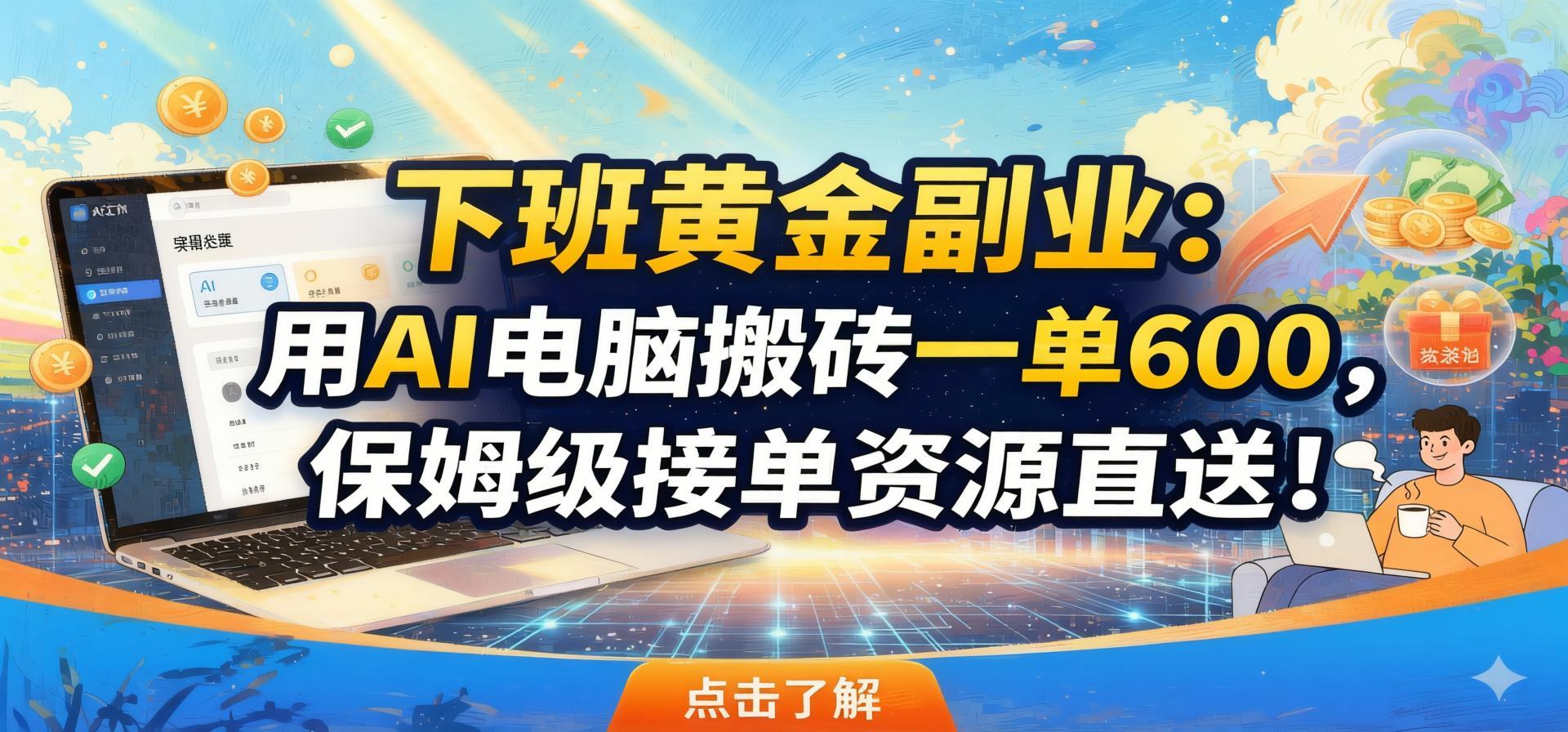 下班后AI电脑搬砖副业，一单收益600，接单渠道直接给（哈）- 哈蒙副业社