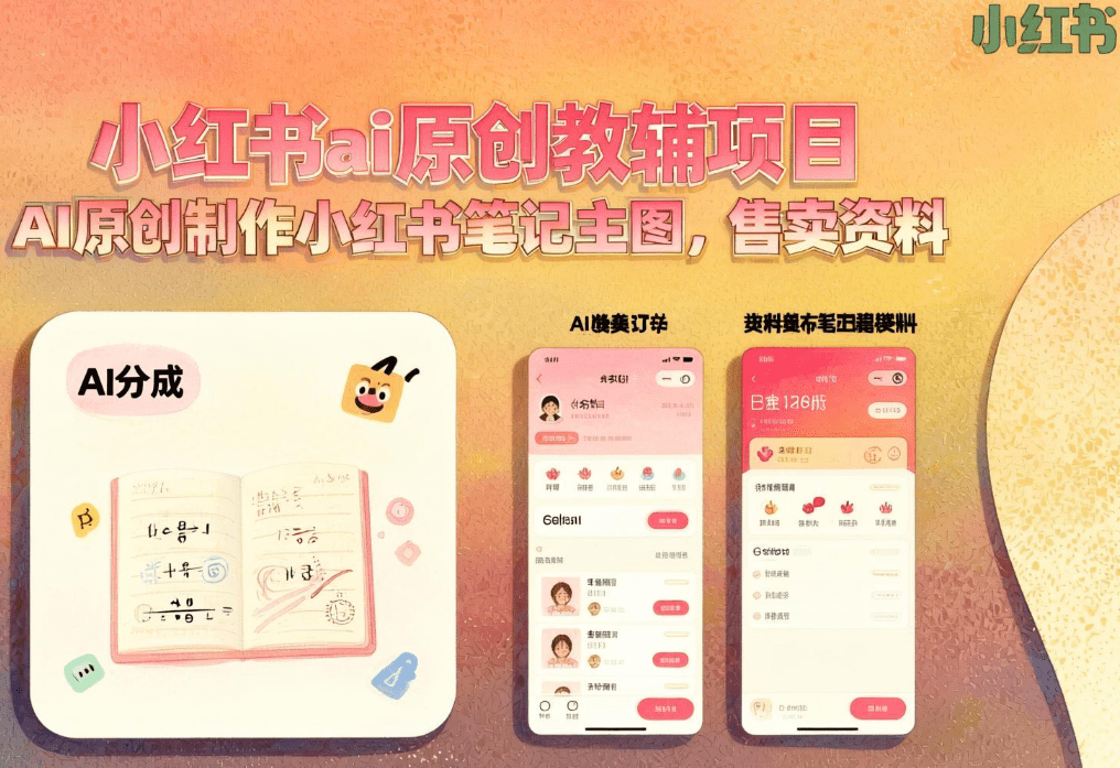 AI原创小红书教辅项目：零基础制作主图+店铺售卖电子资料，暑假红利期全流程（哈）- 哈蒙副业社