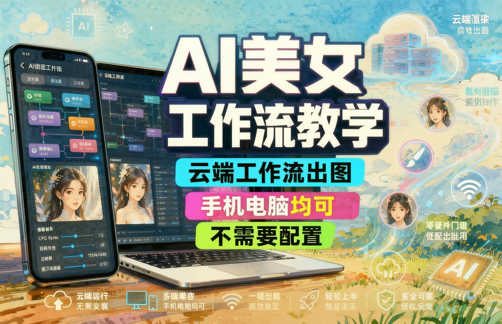 AI美女创作工作流教学：无需配置，手机电脑双端快速起号（哈）- 哈蒙副业社