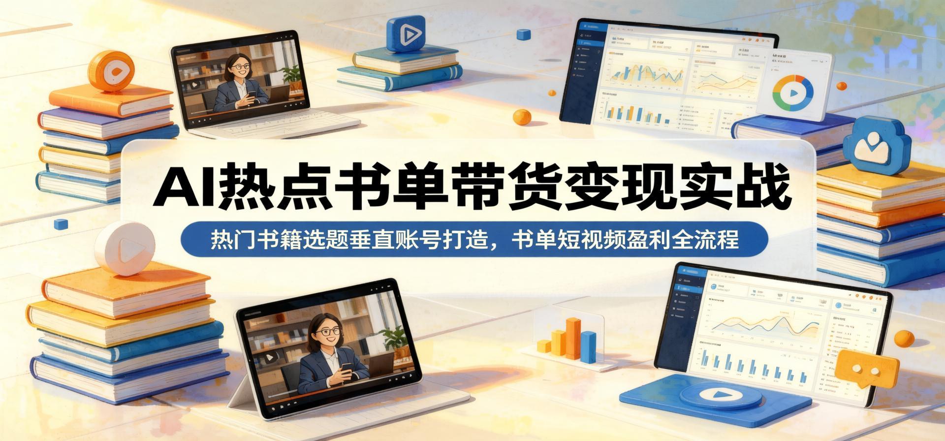 【AI热点书单带货】热门书籍选题+垂直账号打造，短视频盈利全流程实战（哈）- 哈蒙副业社