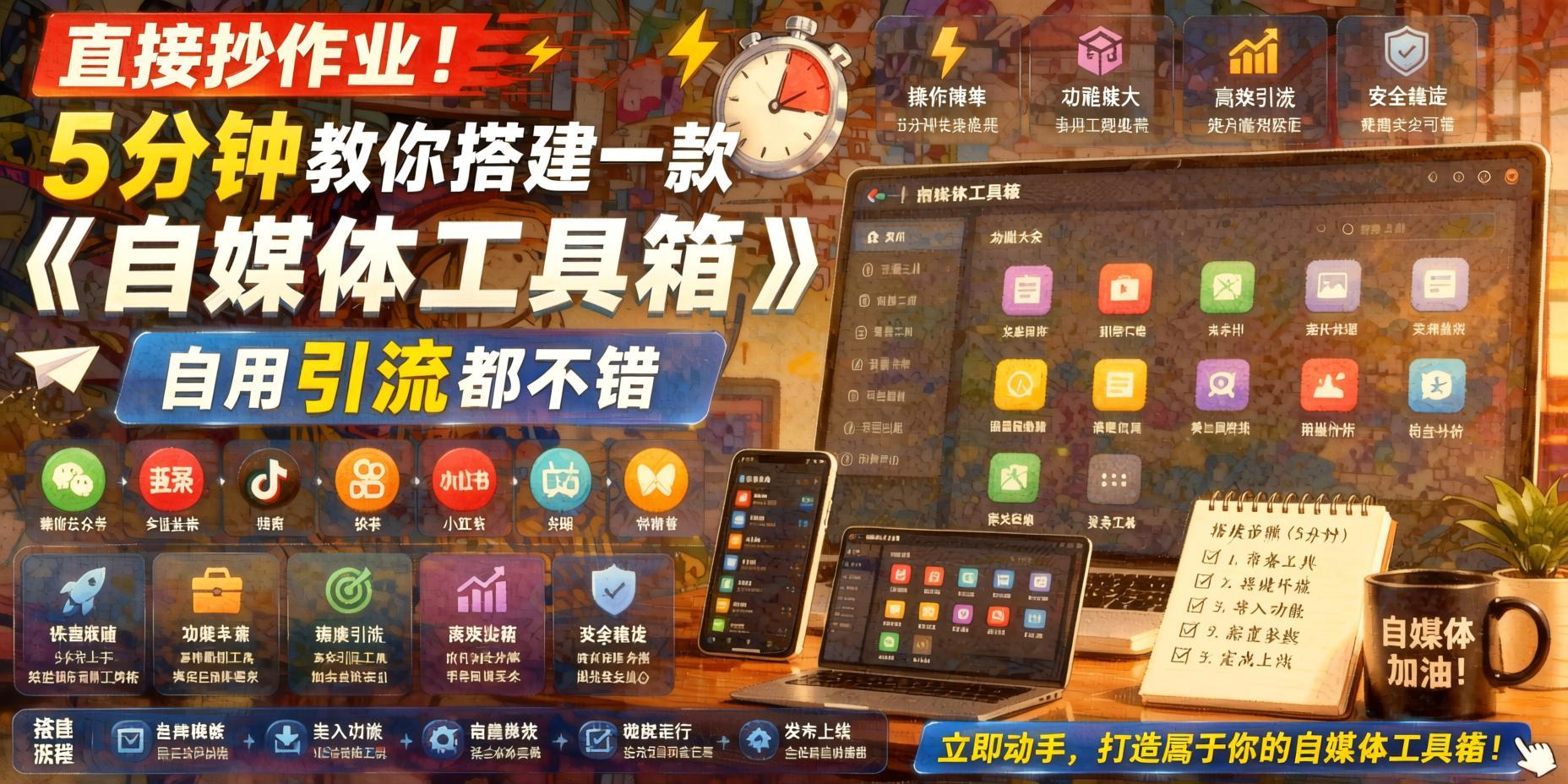 直接抄作业！5分钟零成本搭建一款自媒体工具箱，自用引流变现皆可（哈）- 哈蒙副业社