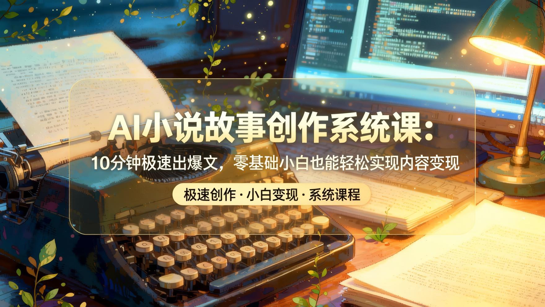 2026AI小说故事创作系统课：10分钟极速出爆文，零基础也能轻松实现内容变现（哈）- 哈蒙副业社