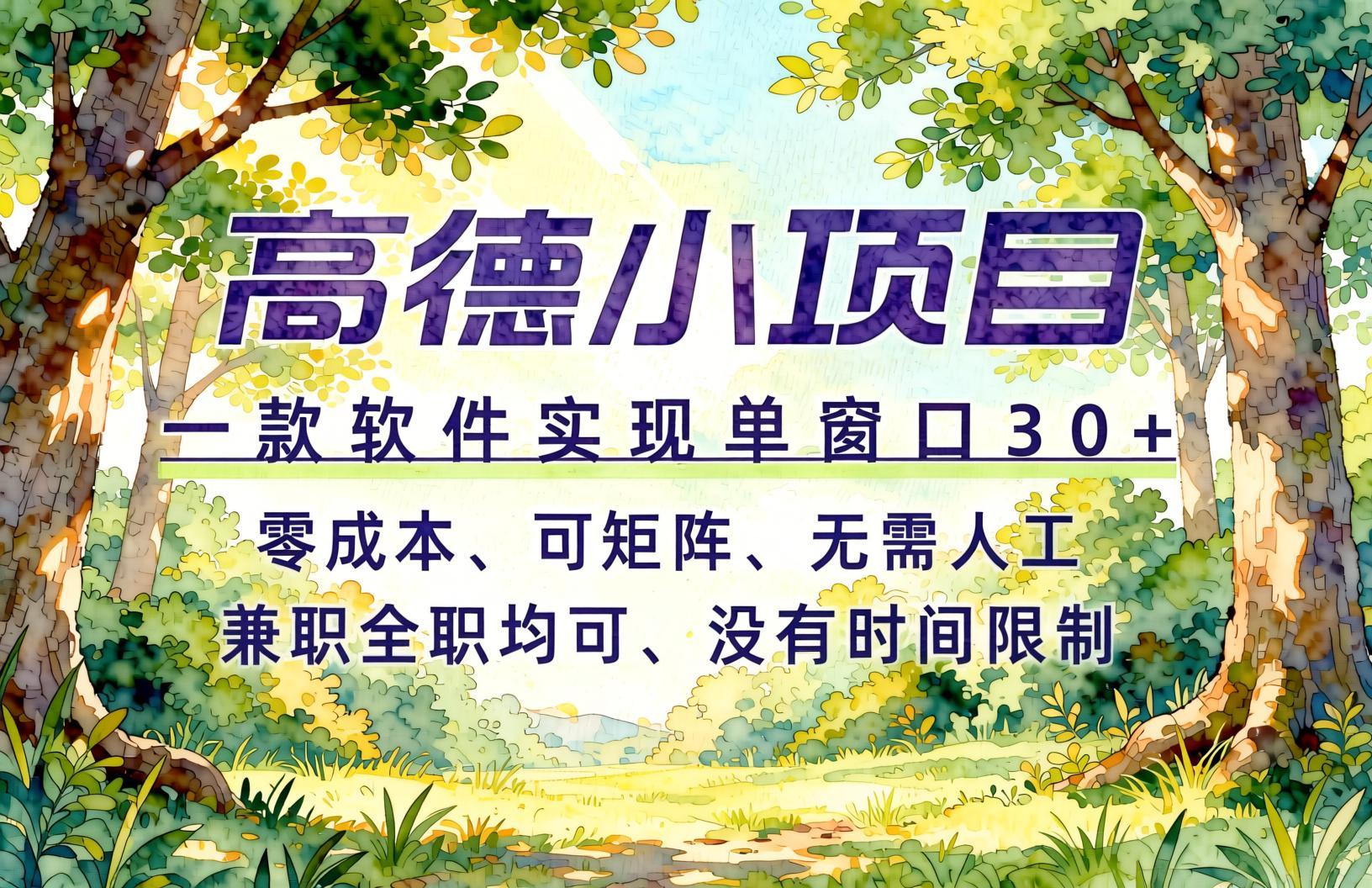 高德小项目，一款软件实现单窗口+、零成本、可矩阵、零人工- 哈蒙副业社