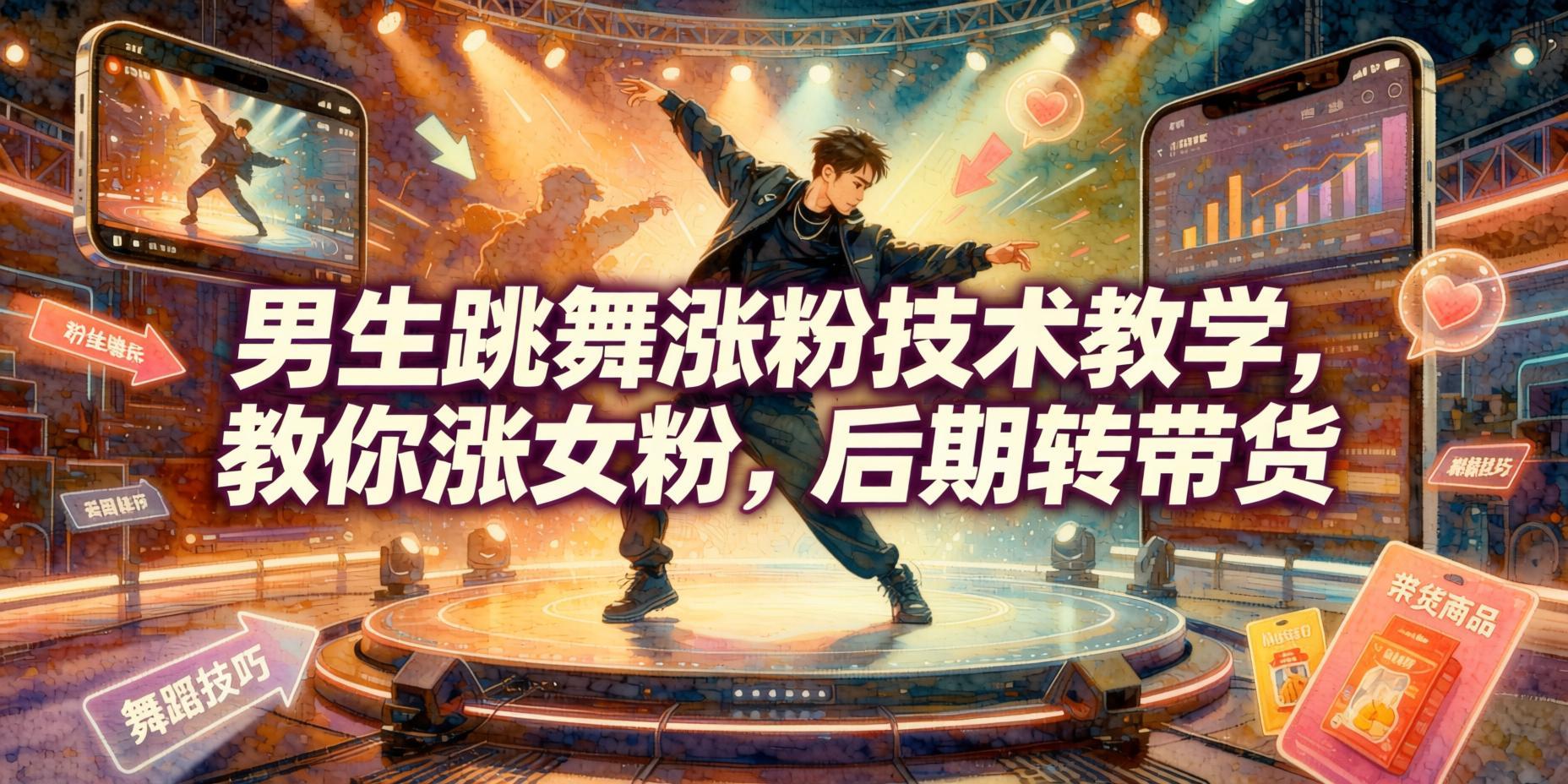 男生跳舞涨粉技术教学，教你涨女粉，后期转带货- 哈蒙副业社