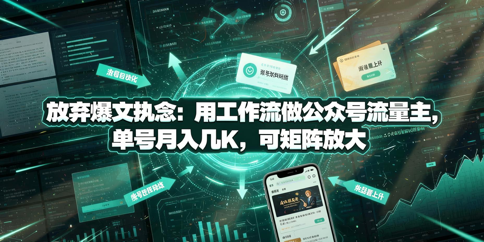 用AI工作流做公众号流量主，单号月收益数千，矩阵放大（哈）- 哈蒙副业社