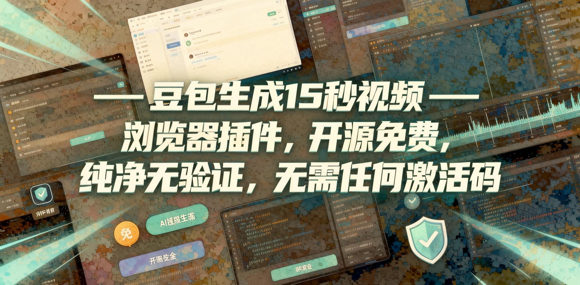 豆包生成15秒视频——浏览器插件，开源免费，纯净无验证，无需任何激活码- 哈蒙副业社