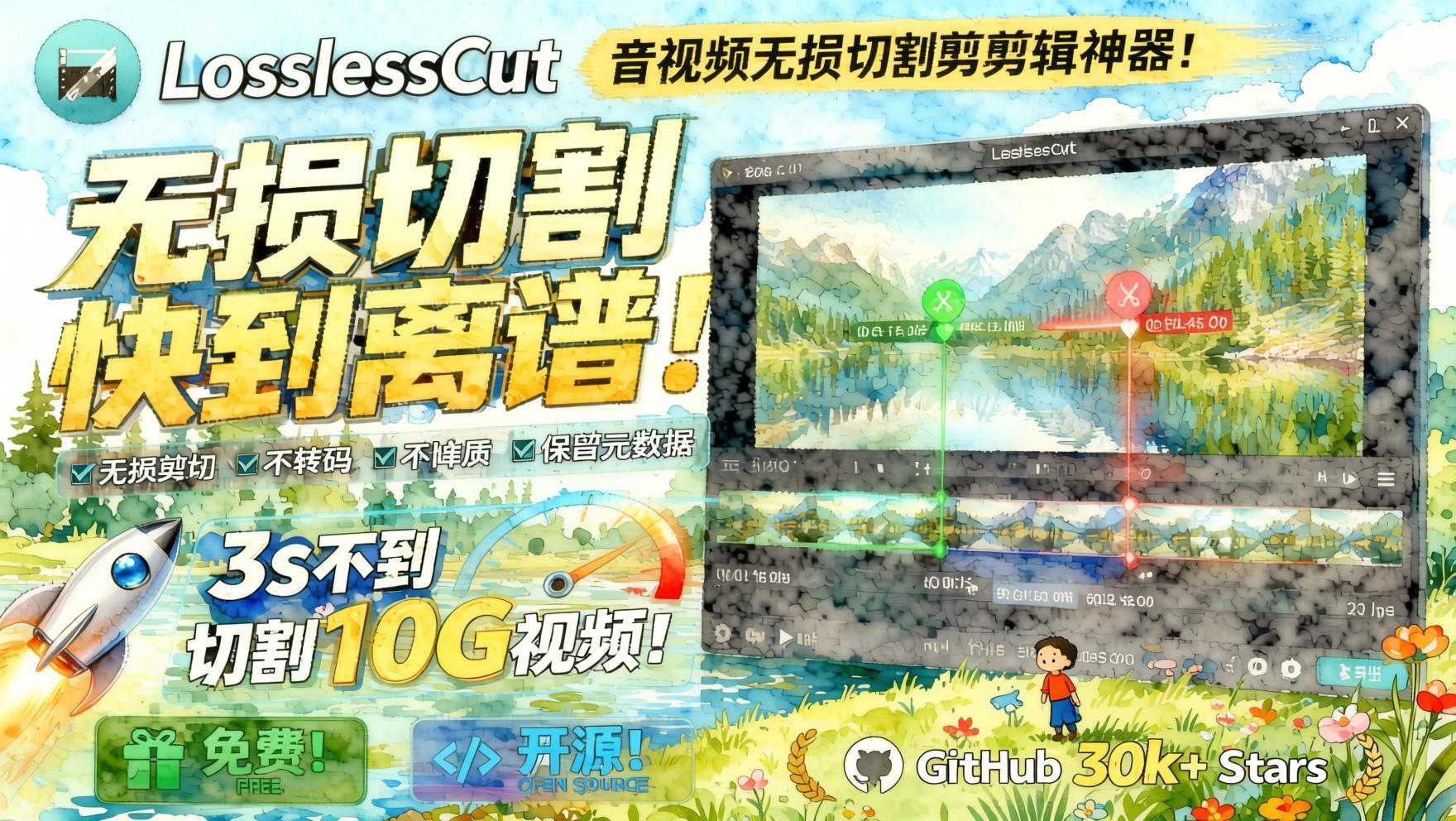 音视频无损切割剪辑神器！3s不到切割10G视频，速度快到离谱，免费且开源，LosslessCut无损剪切- 哈蒙副业社