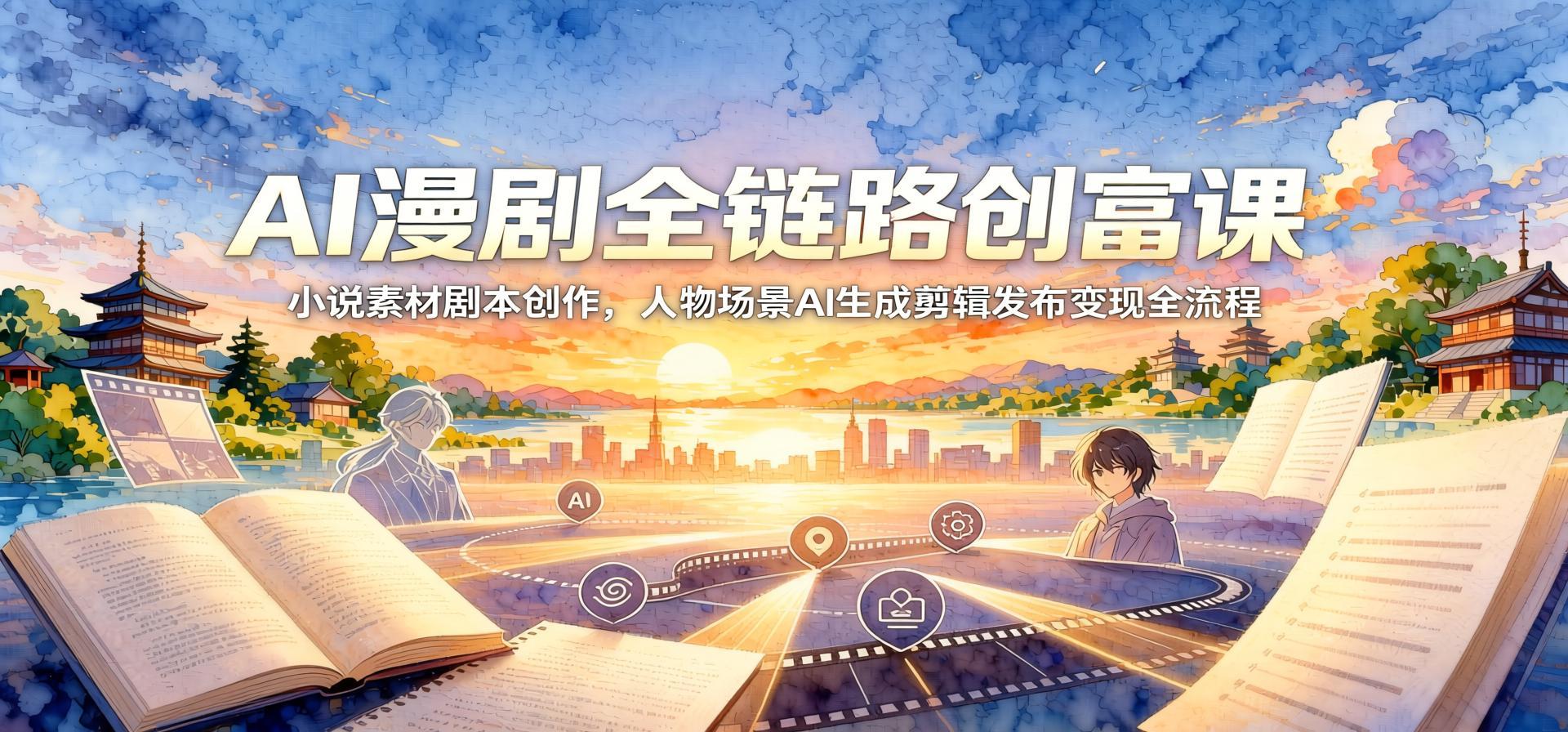 AI漫剧创作实战：小说素材到AI生成剪辑，全链路变现教学（哈）- 哈蒙副业社