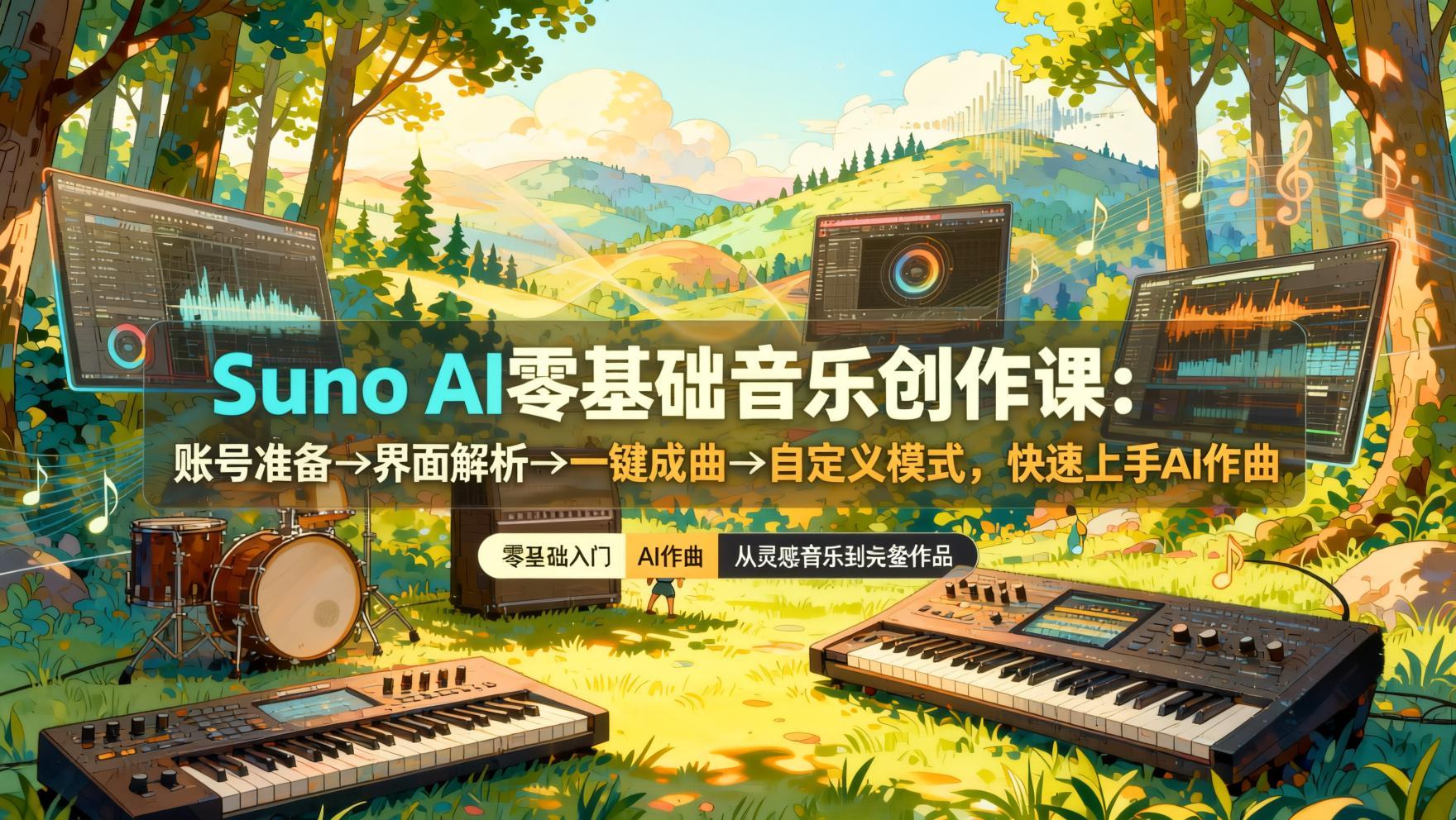 Suno AI音乐创作全流程教学：零门槛从账号注册到独立作曲，自定义风格一键成曲（哈）- 哈蒙副业社