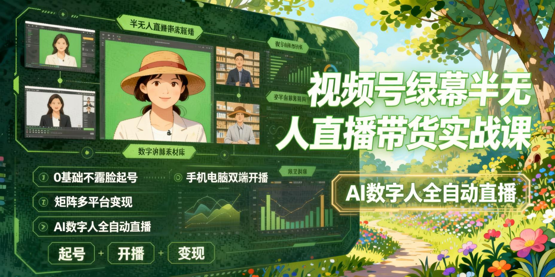 视频号绿幕半无人直播带货实战课：零基础不露脸起号，AI数字人全自动托管，手机电脑双端开播（哈）- 哈蒙副业社