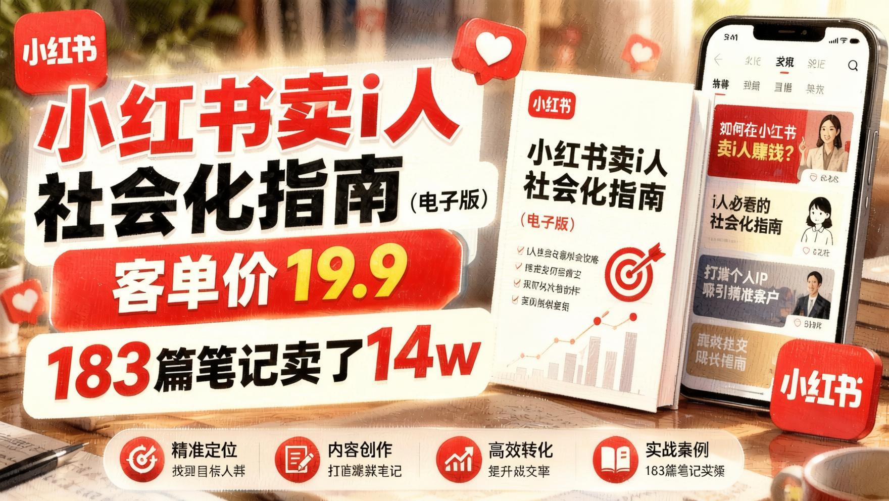 小红书虚拟资料新风口：I人社会化指南电子版，客单价19.9元，183篇笔记卖出14万（哈）- 哈蒙副业社