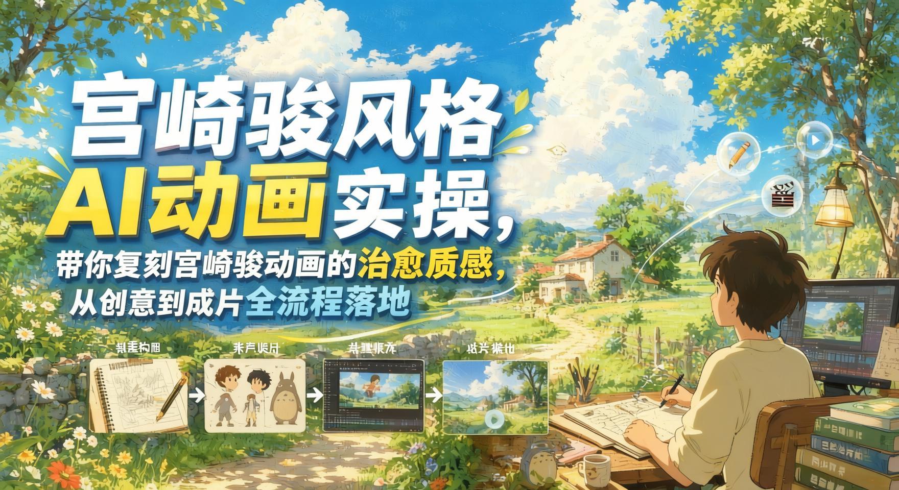 AI动画新玩法：复刻宫崎骏风格治愈质感，零基础也能全流程落地（哈）- 哈蒙副业社