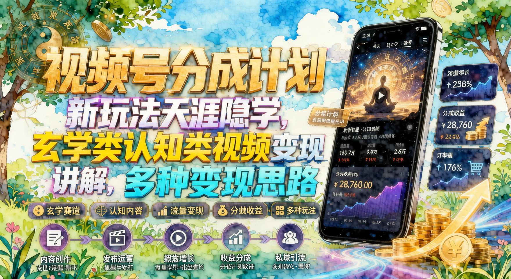 视频号分成计划新玩法：天涯隐学与玄学认知类视频，多路径变现（哈）- 哈蒙副业社